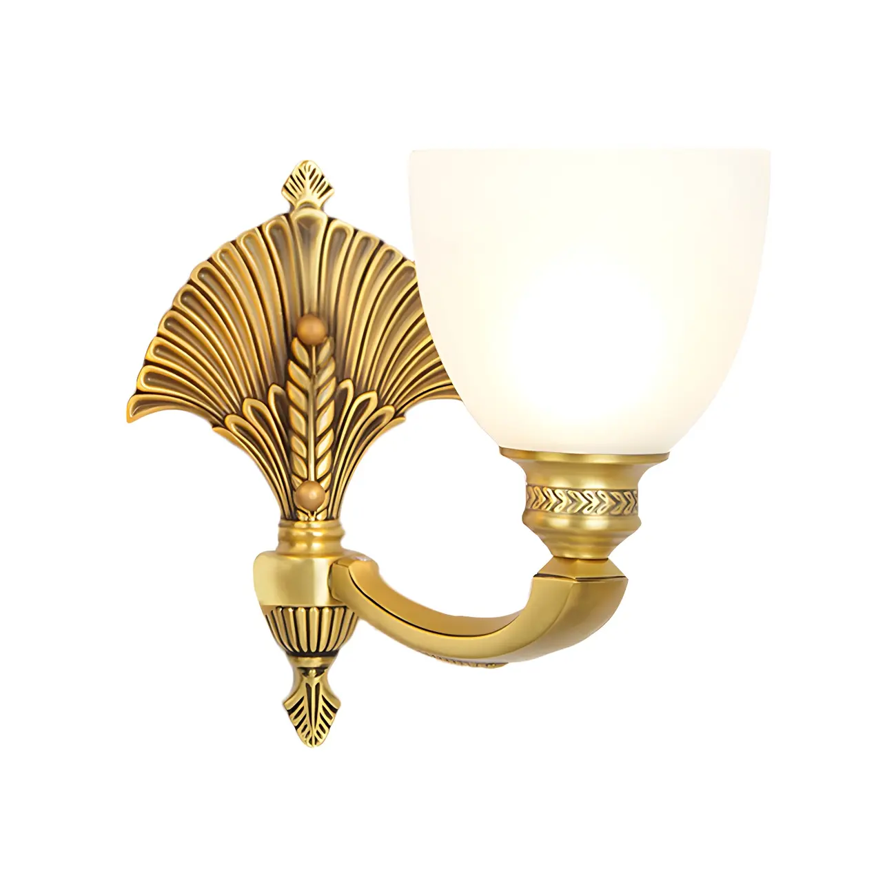 Colonial Bowl Brass Gold Glass Up Wall Light Fixture  Image - 4 | homeyfad