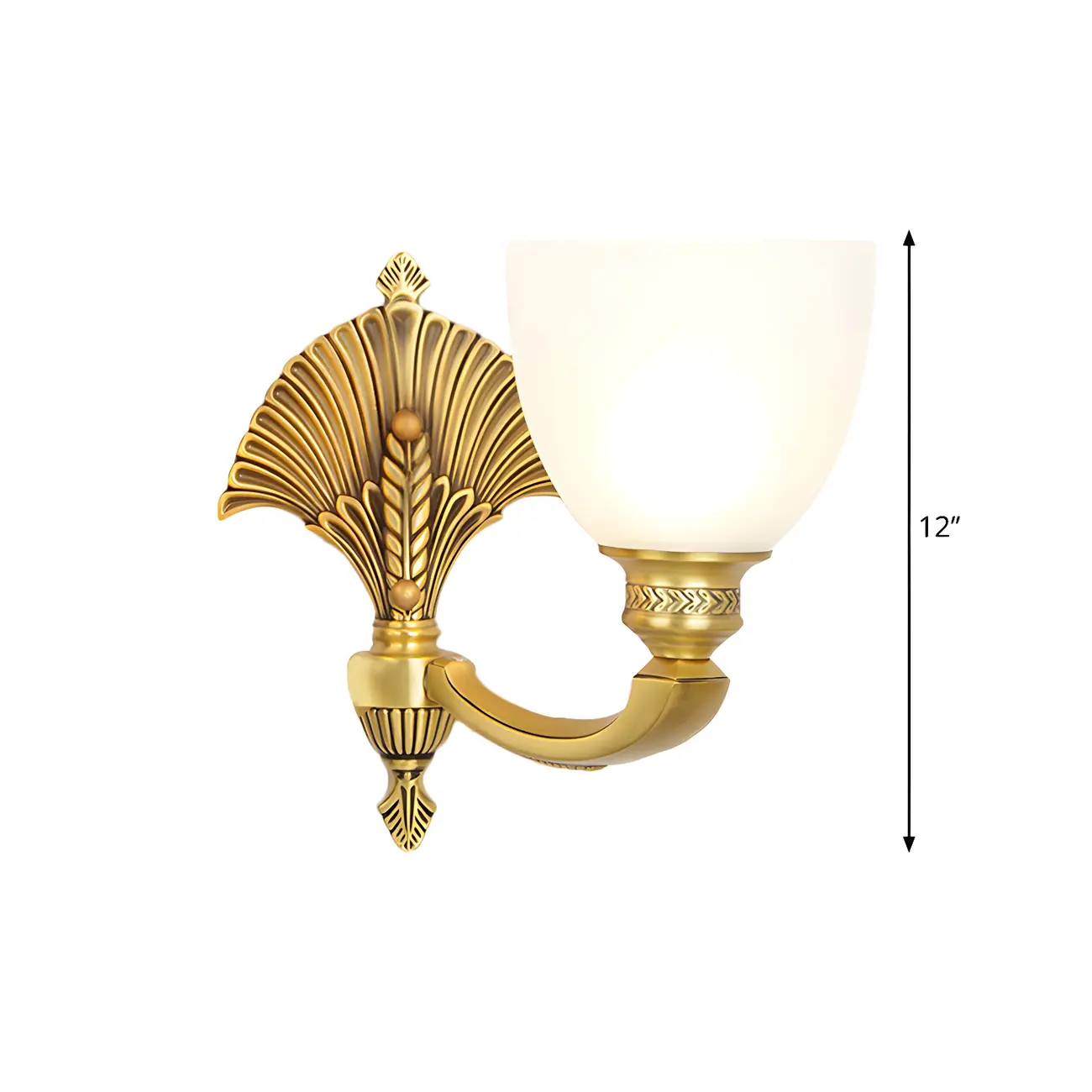 Colonial Bowl Brass Gold Glass Up Wall Light Fixture  Image - 5 | homeyfad