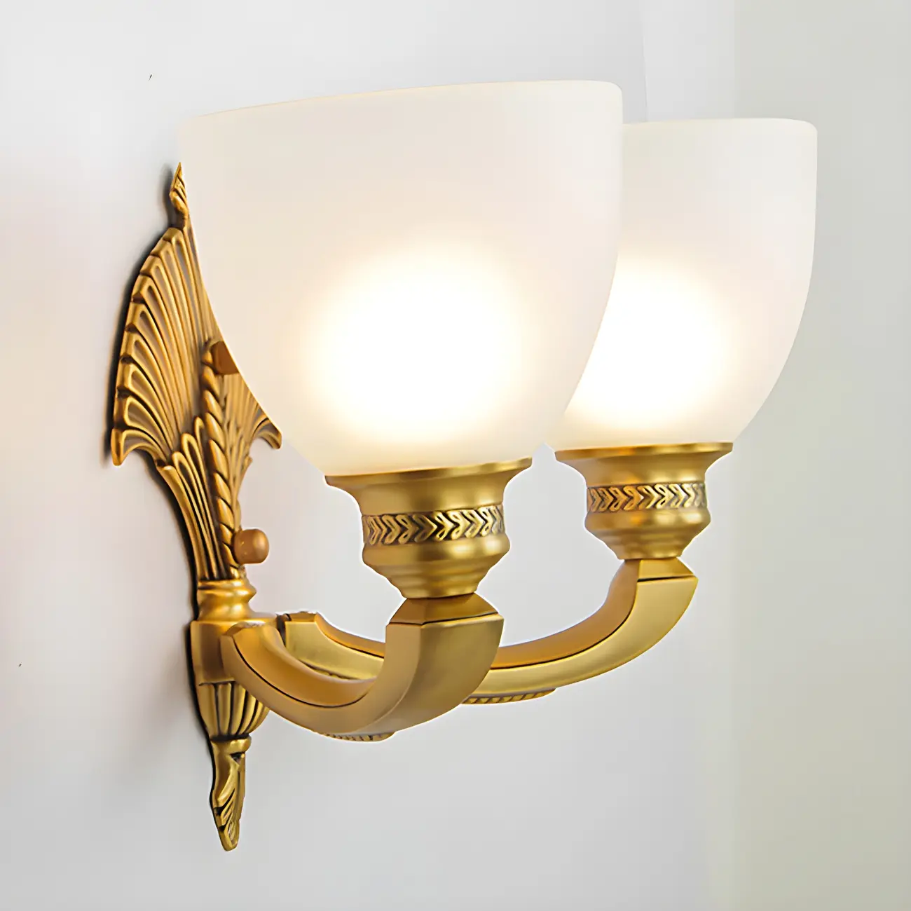 Colonial Bowl Brass Gold Glass Up Wall Light Fixture  Image - 6 | homeyfad
