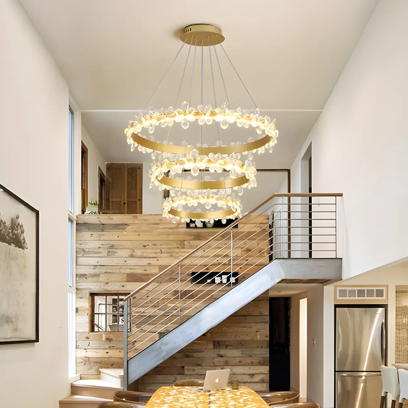 Modern Crystal Ring LED Chandelier for Dining Room Image - 1 | homeyfad