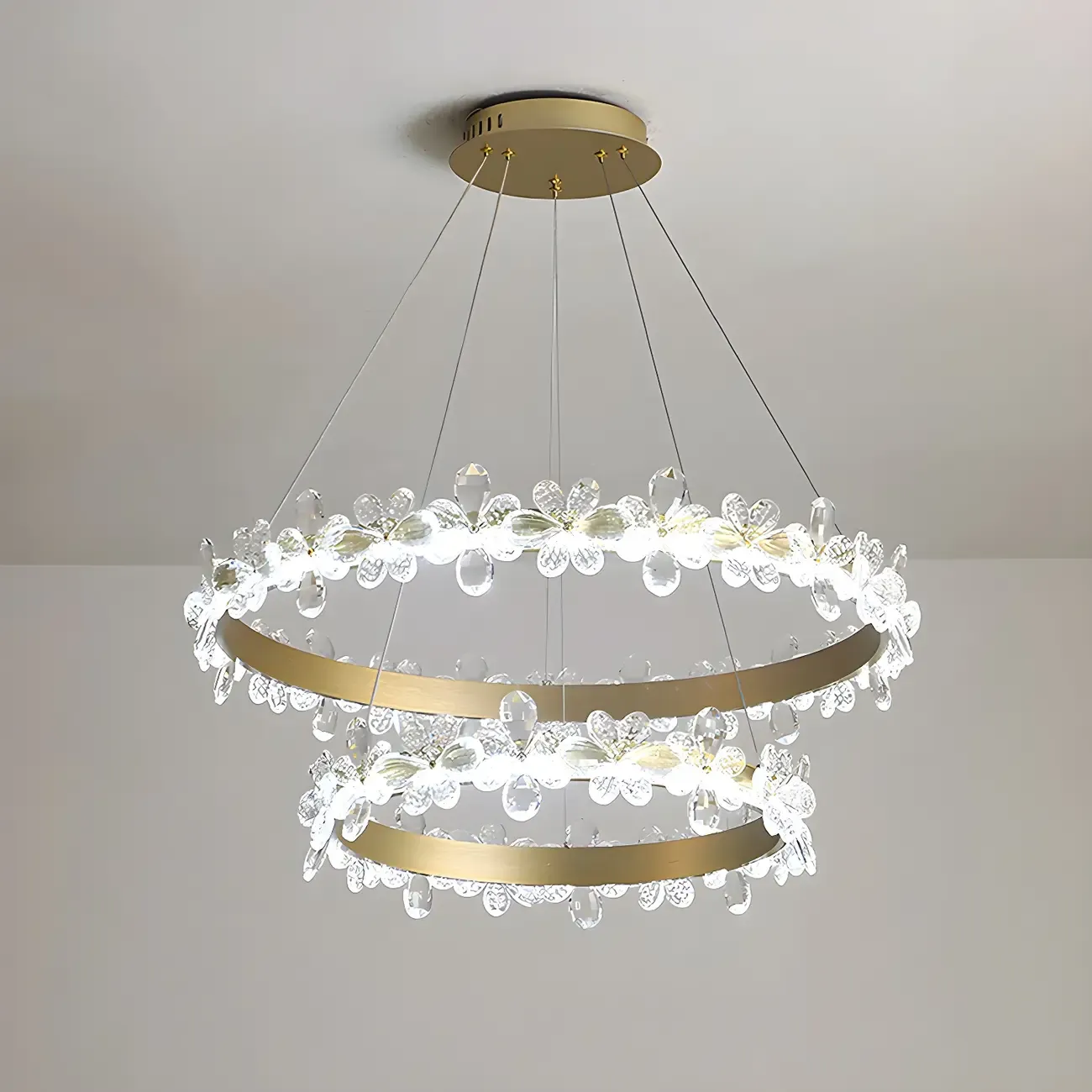 Modern Crystal Ring LED Chandelier for Dining Room Image - 6