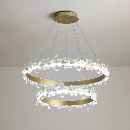 Modern Crystal Ring LED Chandelier for Dining Room Image - 6