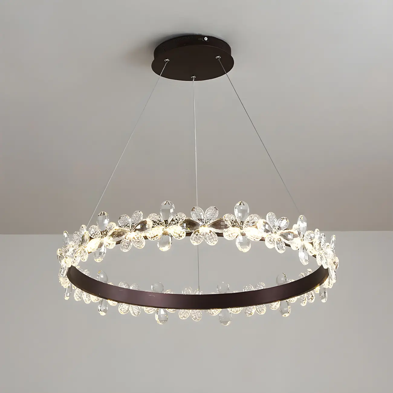 Modern Crystal Ring LED Chandelier for Dining Room Image - 8 | homeyfad