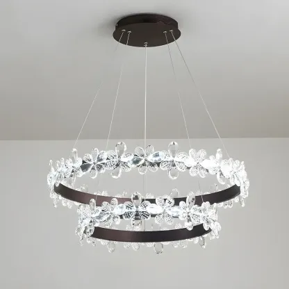 Modern Crystal Ring LED Chandelier for Dining Room Image - 9