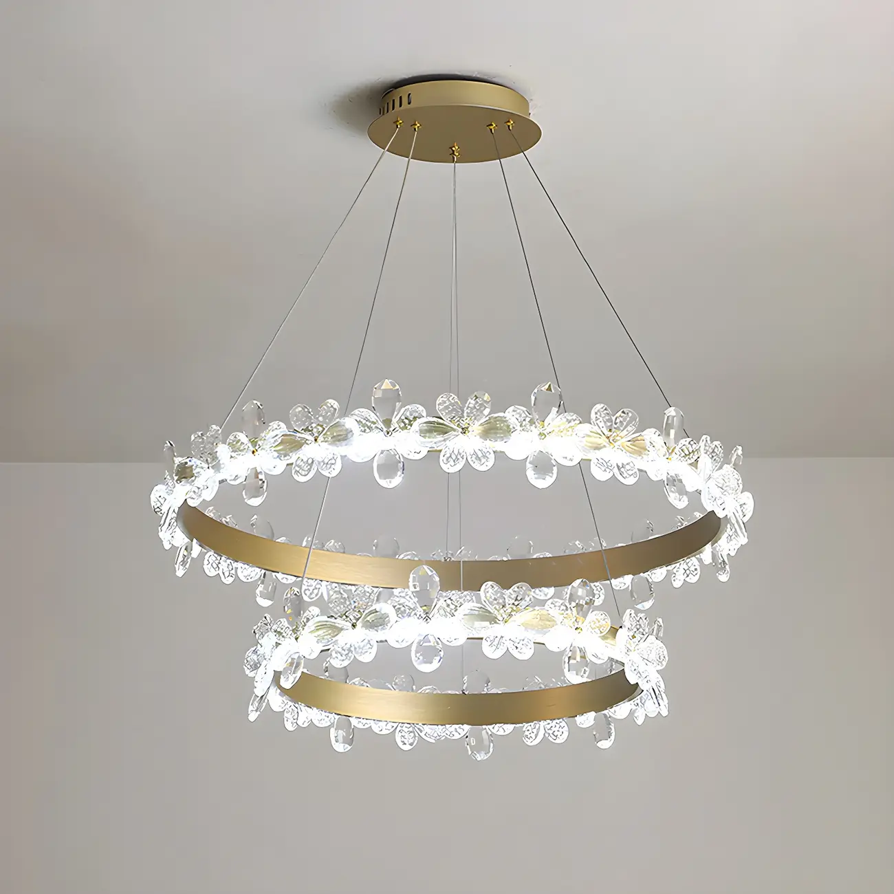 Modern Crystal Ring LED Chandelier for Dining Room Image - 10 | homeyfad