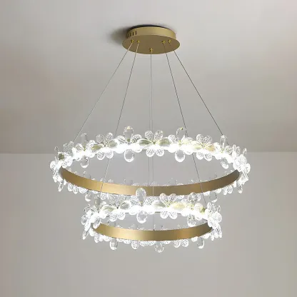 Modern Crystal Ring LED Chandelier for Dining Room Image - 10