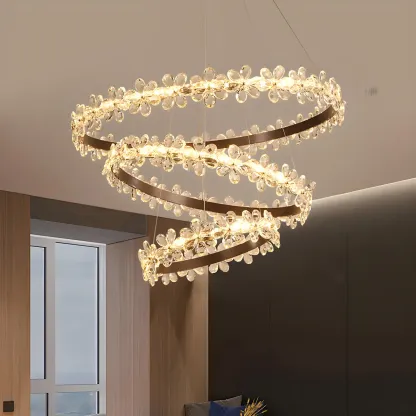 Modern Crystal Ring LED Chandelier for Dining Room Image - 5