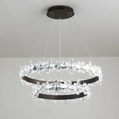 Modern Crystal Ring LED Chandelier for Dining Room Image - 13