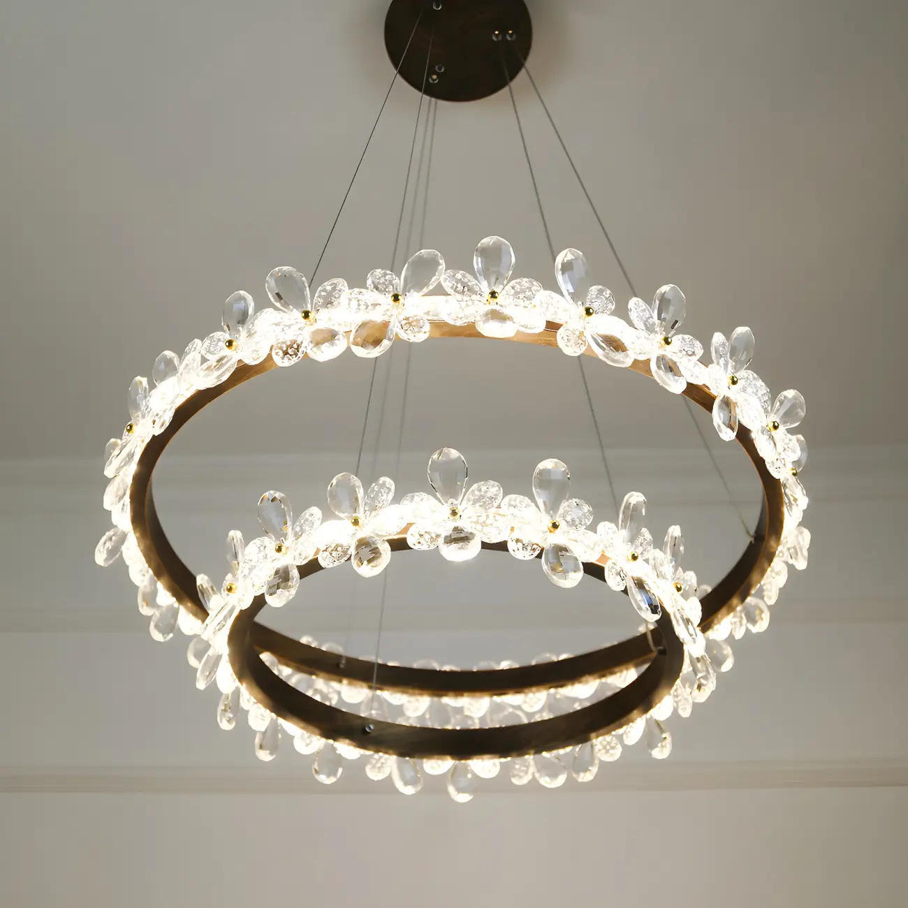 Modern Crystal Ring LED Chandelier for Dining Room Image - 14 | homeyfad