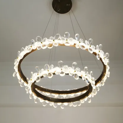 Modern Crystal Ring LED Chandelier for Dining Room Image - 14