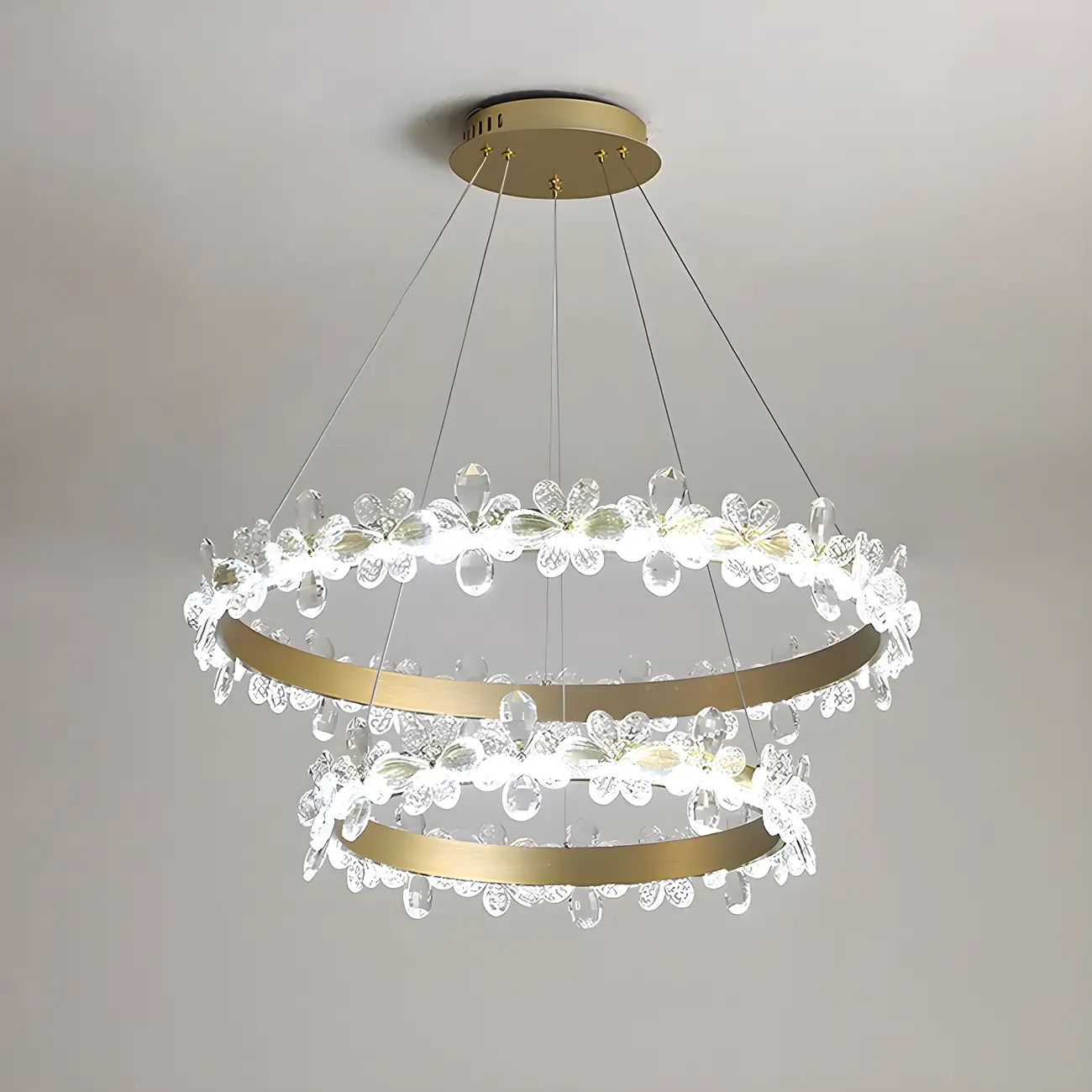 Modern Crystal Ring LED Chandelier for Dining Room Image - 15 | homeyfad