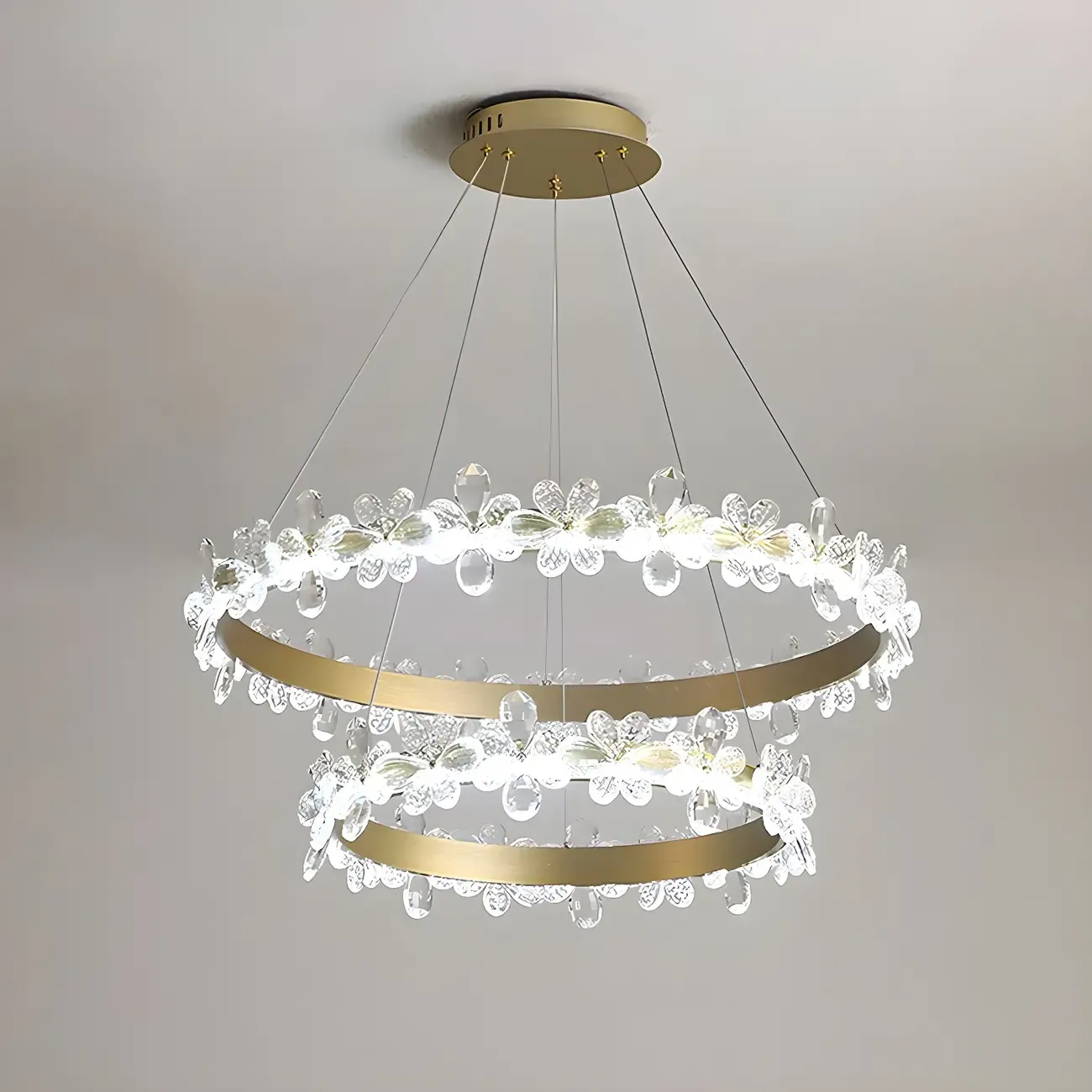 Modern Crystal Ring LED Chandelier for Dining Room Image - 15