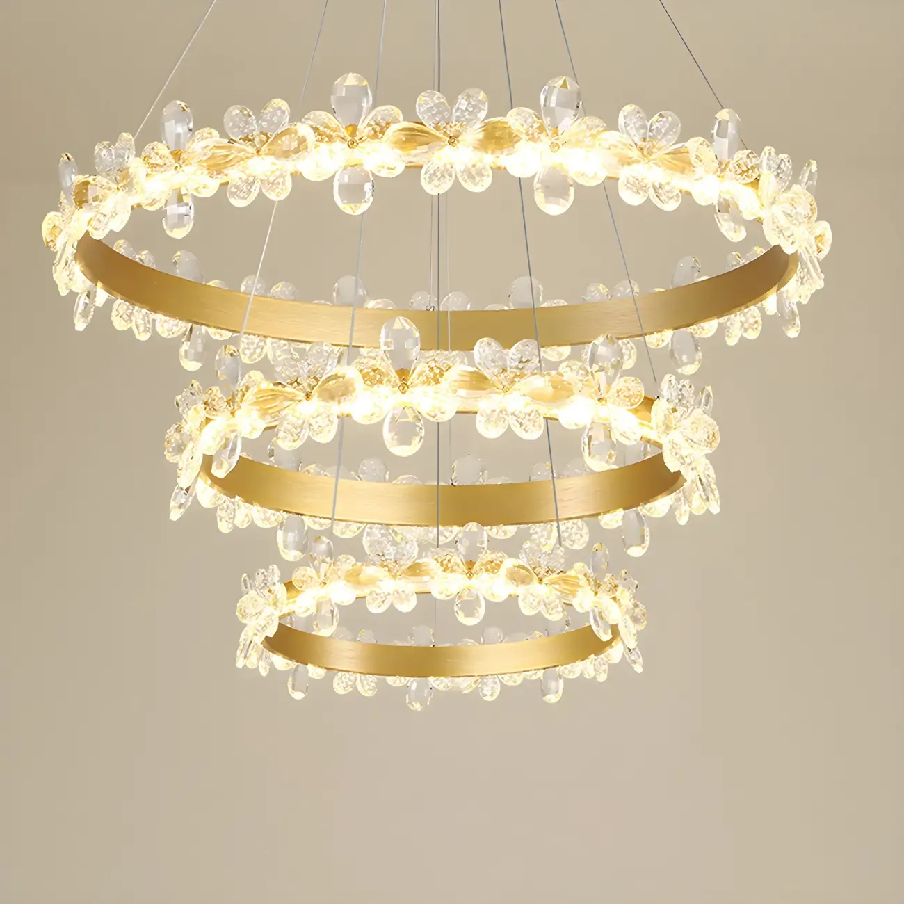 Modern Crystal Ring LED Chandelier for Dining Room Image - 16