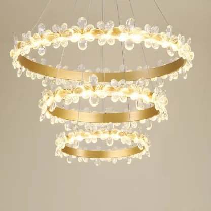 Modern Crystal Ring LED Chandelier for Dining Room Image - 16