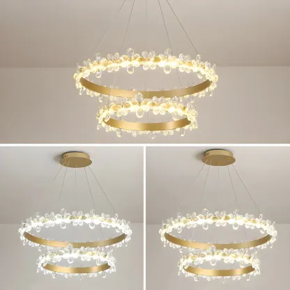 Modern Crystal Ring LED Chandelier for Dining Room Image - 17