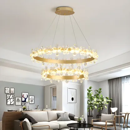 Modern Crystal Ring LED Chandelier for Dining Room Image - 2
