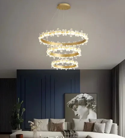 Modern Crystal Ring LED Chandelier for Dining Room Image - 3