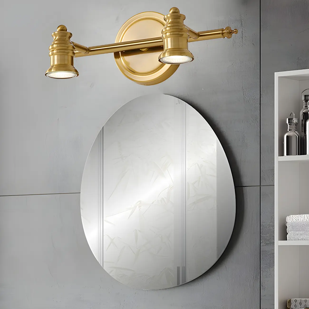 Modern Oval Brass Vanity Light with Warm Light for Bathroom Image - 3 | homeyfad