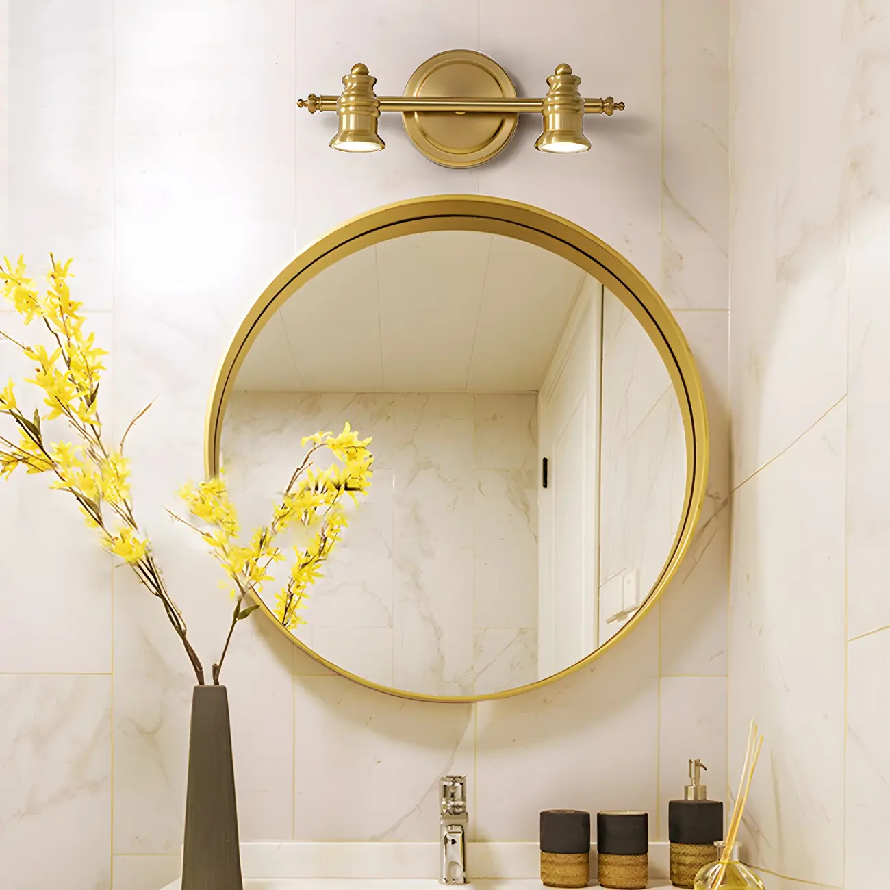 Modern Oval Brass Vanity Light with Warm Light for Bathroom Image - 1 | homeyfad