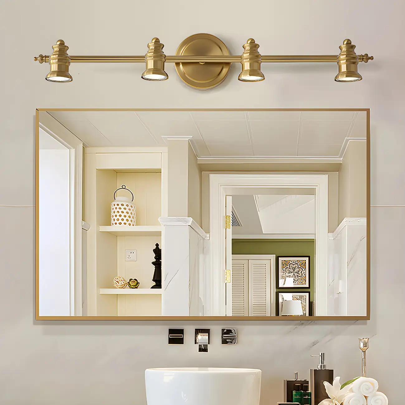 Modern Oval Brass Vanity Light with Warm Light for Bathroom Image - 2 | homeyfad