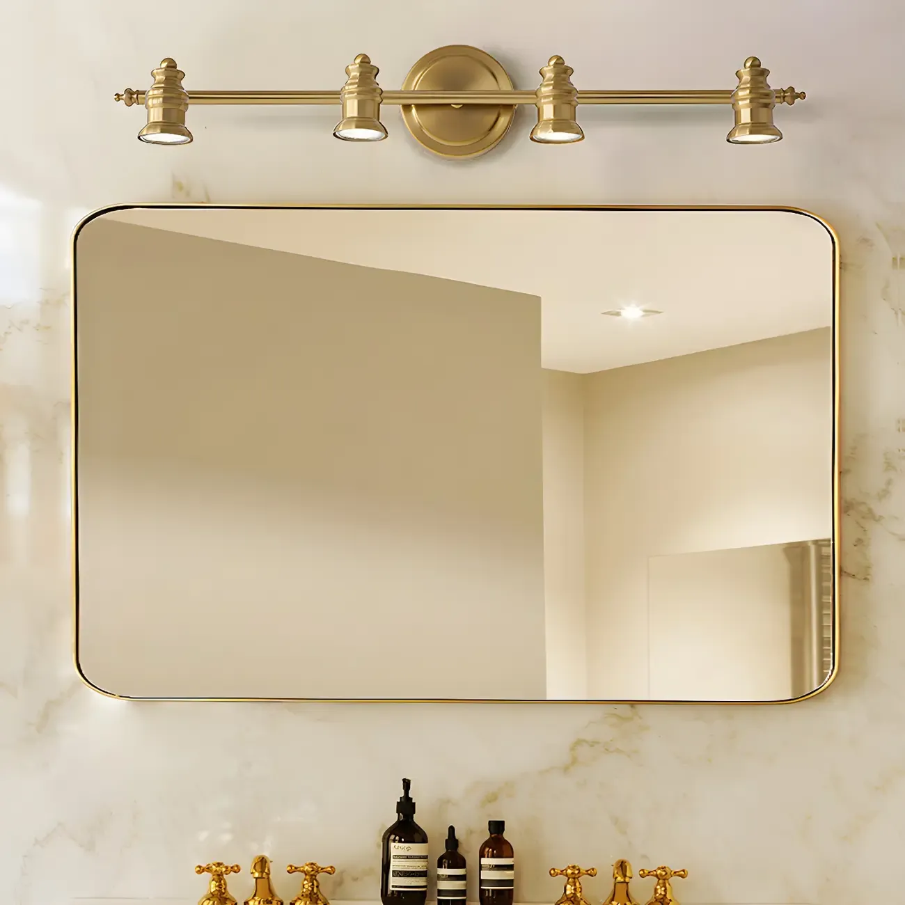 Modern Oval Brass Vanity Light with Warm Light for Bathroom Image - 12
