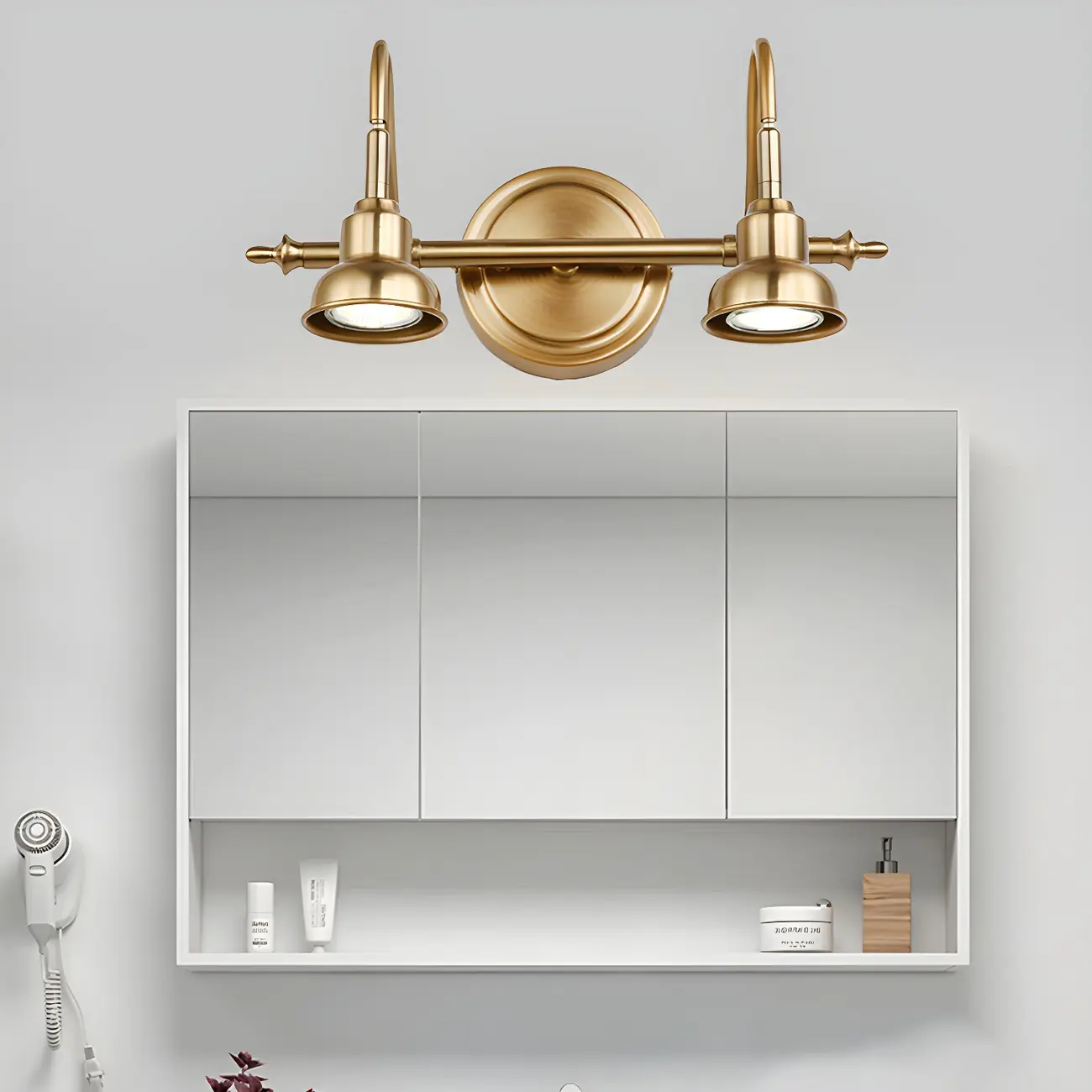 Minimalist Brass LED Vanity Light with Subdued Light for Bathroom Image - 3 | homeyfad