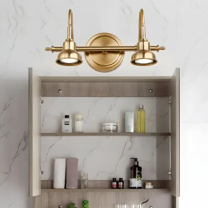 Minimalist Brass LED Vanity Light with Subdued Light for Bathroom Image - 2