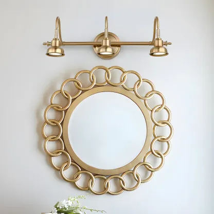 Minimalist Brass LED Vanity Light with Subdued Light for Bathroom Image - 8