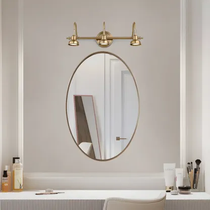 Minimalist Brass LED Vanity Light with Subdued Light for Bathroom Image - 9