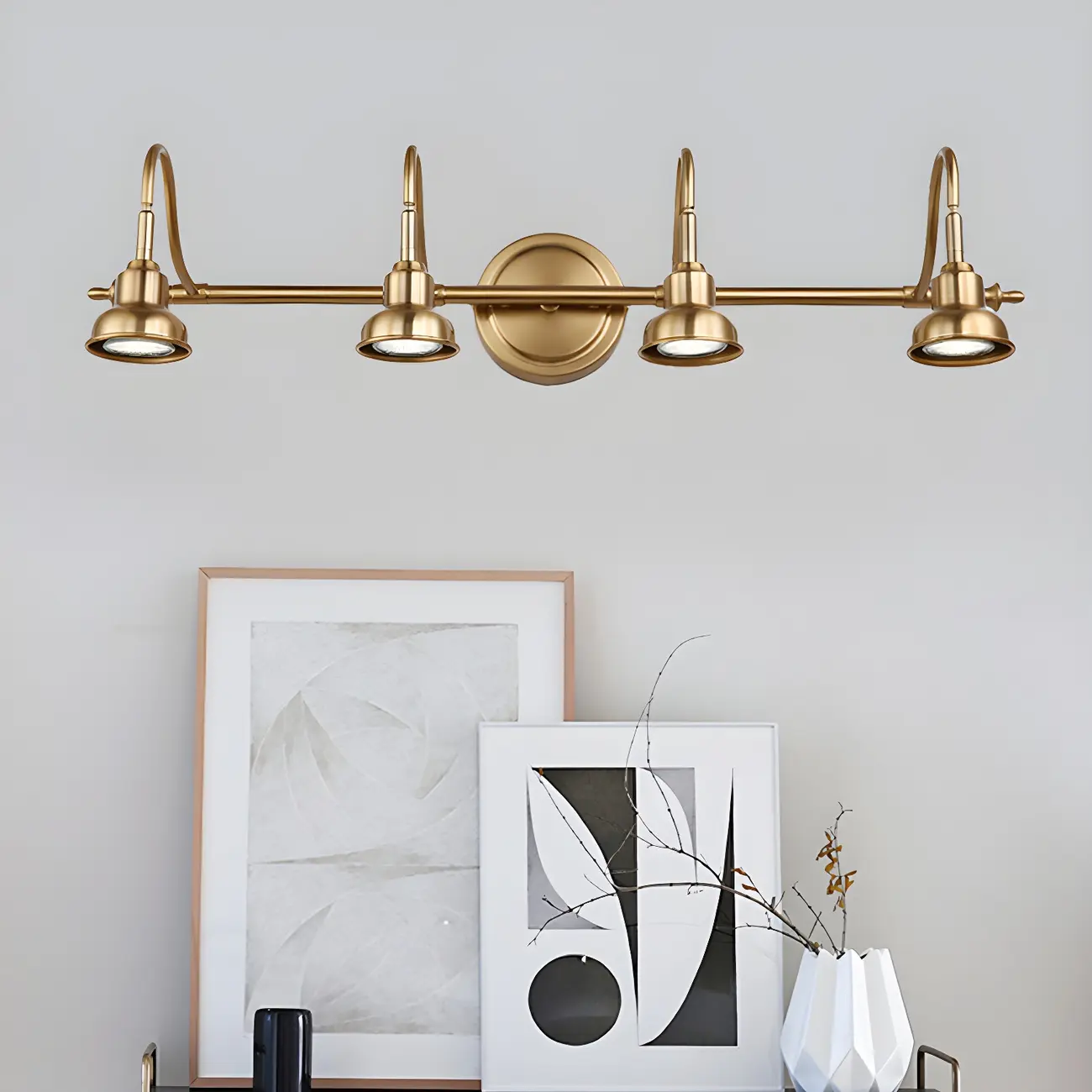 Minimalist Brass LED Vanity Light with Subdued Light for Bathroom Image - 12 | homeyfad
