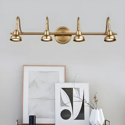 Minimalist Brass LED Vanity Light with Subdued Light for Bathroom Image - 12