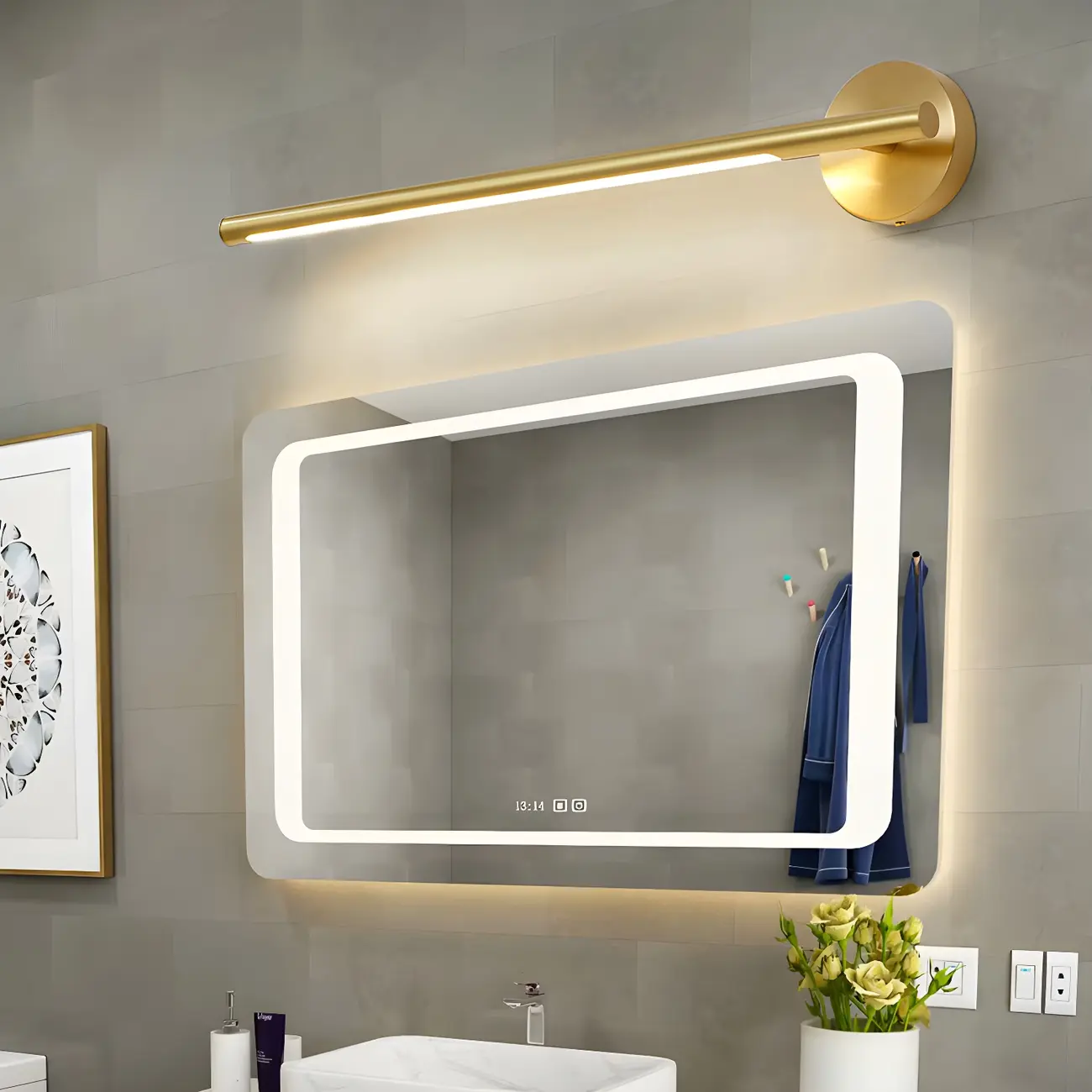 Colonial Gold Bar Shape Bathroom LED Vanity Light | homeyfad