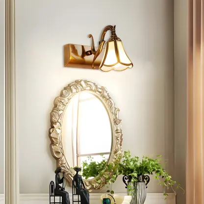 Traditional Brass Vanity Light with Bloom Shape for Bathroom Image - 6