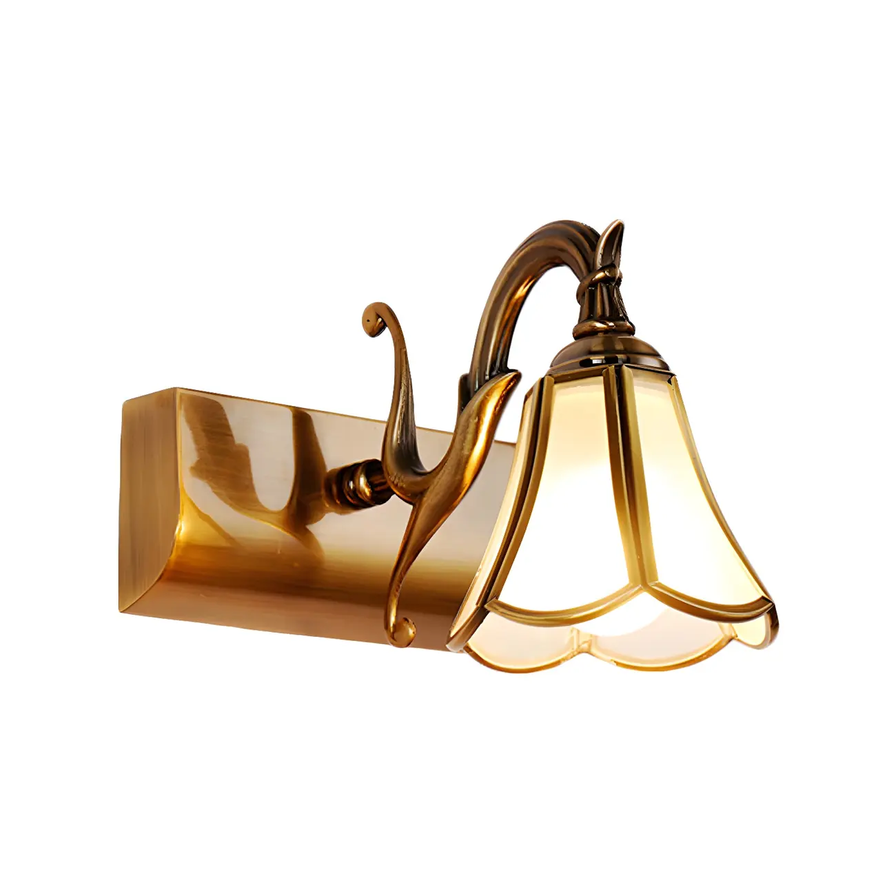 Traditional Brass Vanity Light with Bloom Shape for Bathroom Image - 7 | homeyfad