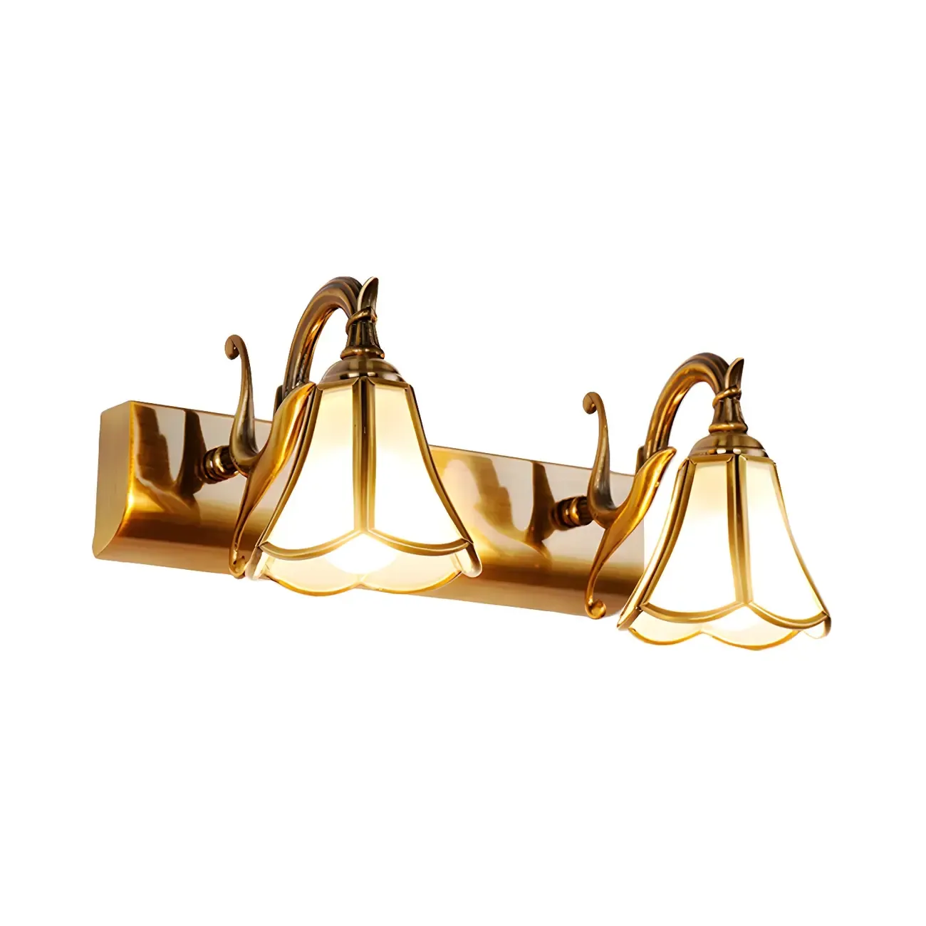 Traditional Brass Vanity Light with Bloom Shape for Bathroom Image - 10