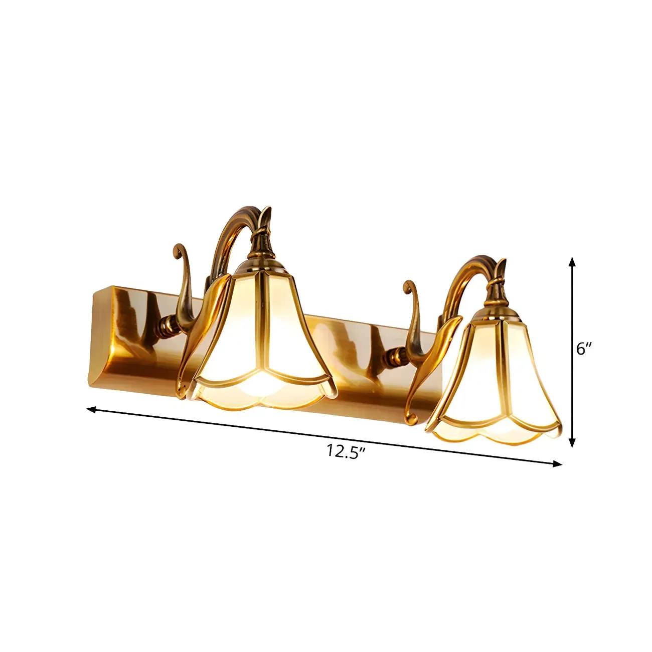 Traditional Brass Vanity Light with Bloom Shape for Bathroom Image - 11