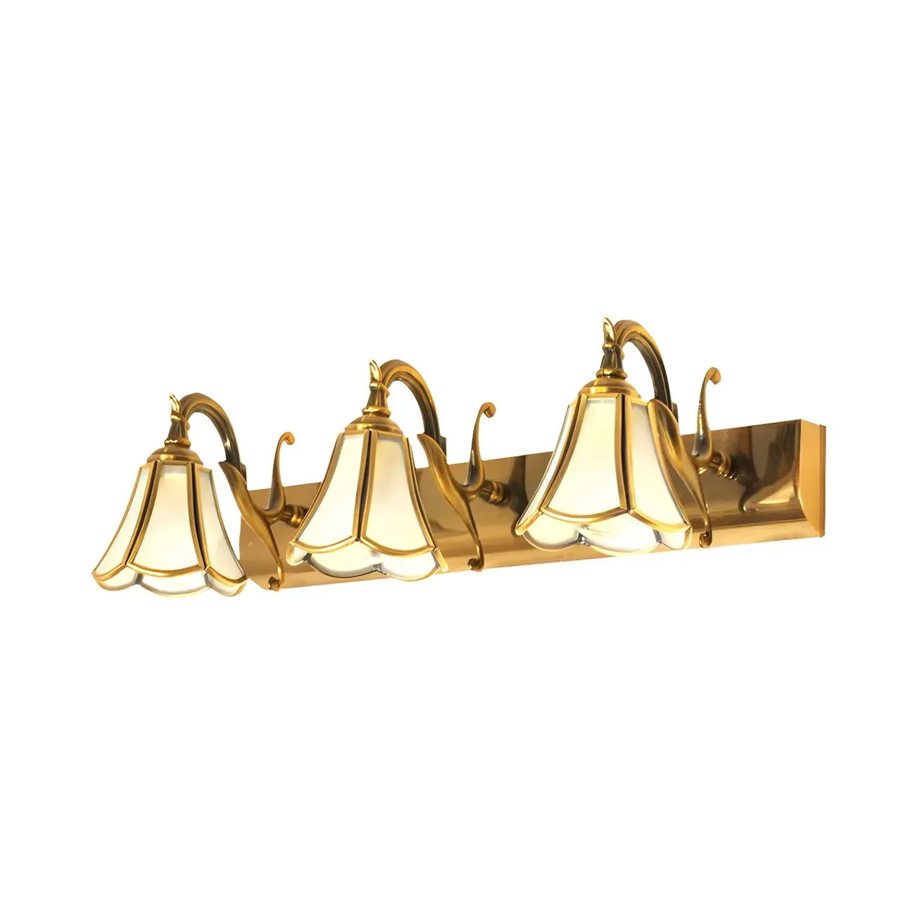 Traditional Brass Vanity Light with Bloom Shape for Bathroom Image - 15