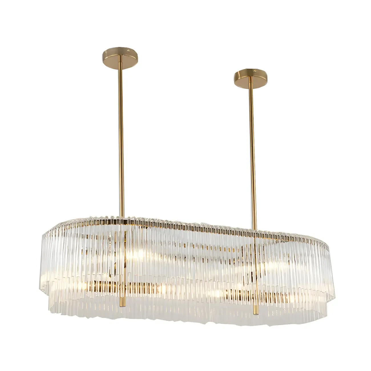 Kitchen Modern Brass Crystal Oval Island Chandelier Image - 5