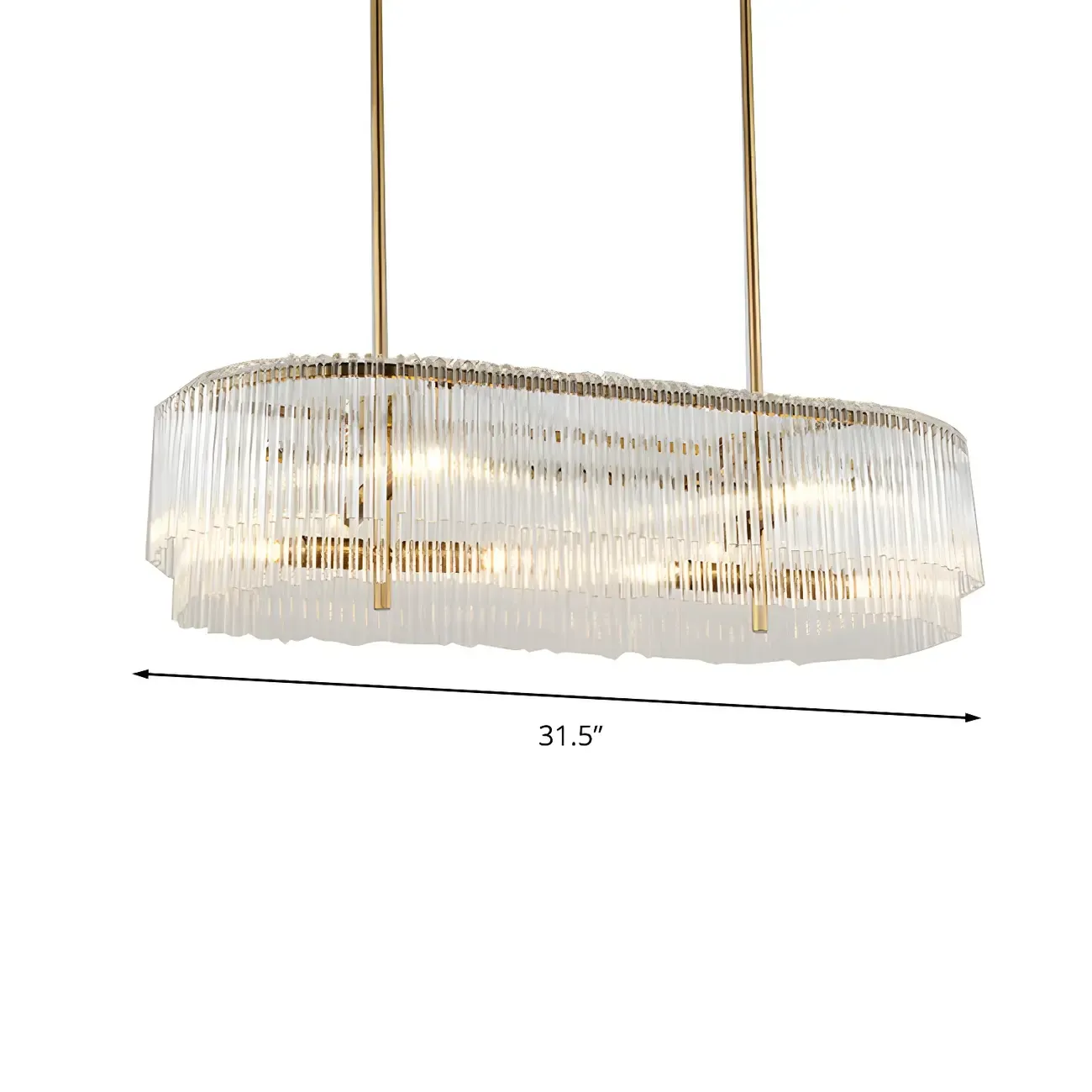 Kitchen Modern Brass Crystal Oval Island Chandelier Image - 6