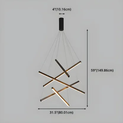 Modern Linear LED Chandelier for High Ceilings Image - 14