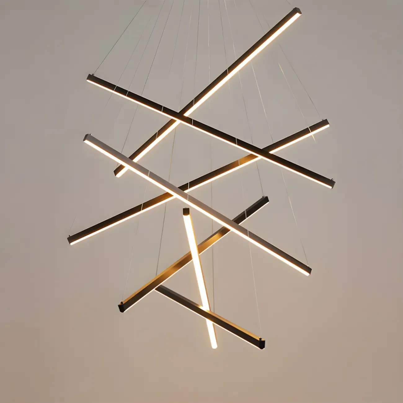 Modern Linear LED Chandelier for High Ceilings Image - 10