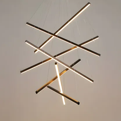 Modern Linear LED Chandelier for High Ceilings Image - 10