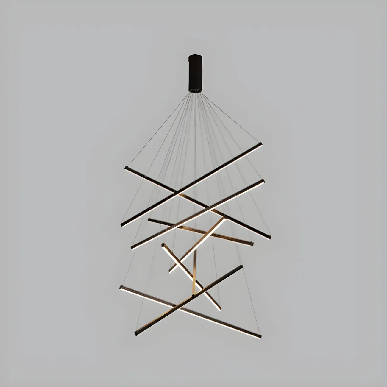 Modern Linear LED Chandelier for High Ceilings Image - 11