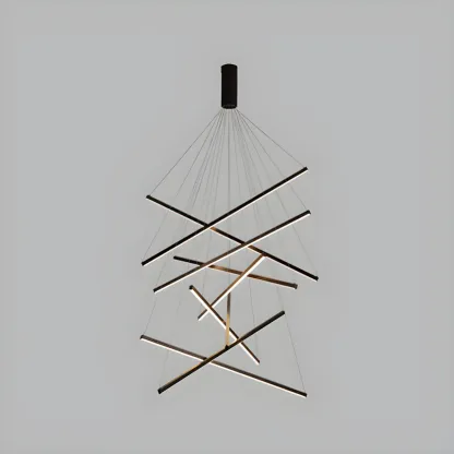 Modern Linear LED Chandelier for High Ceilings Image - 11