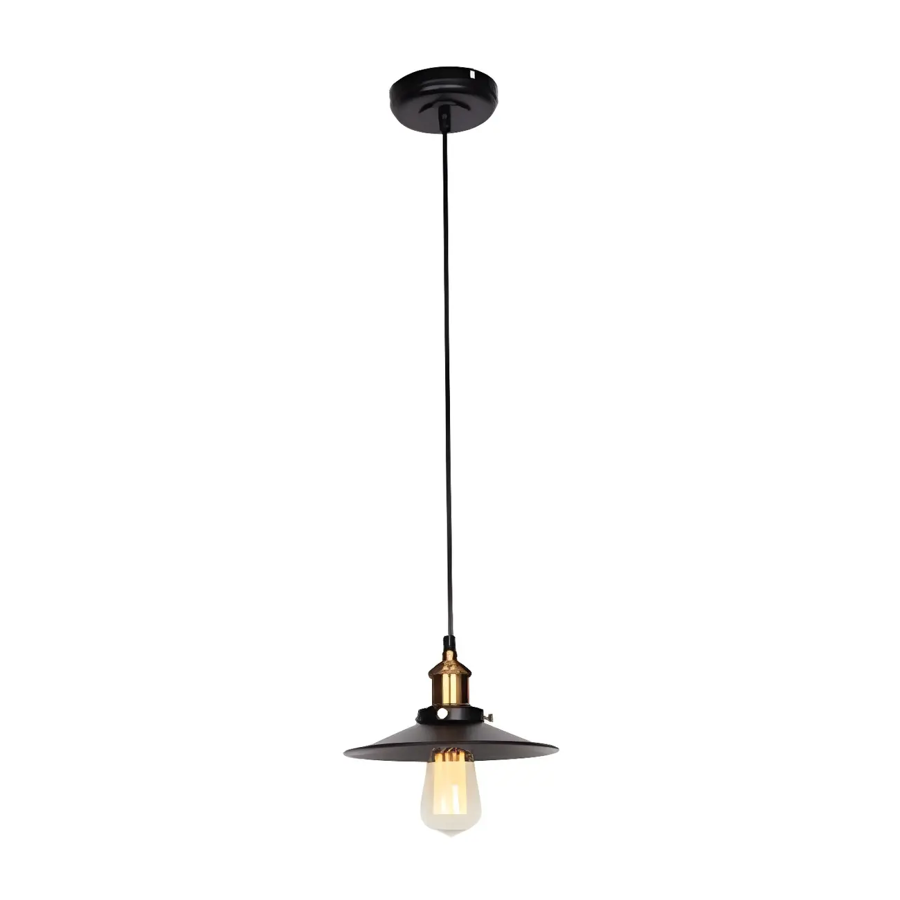 Industrial Black Metal Cone Hanging Pendant Light Fixture Image - 3 | homeyfad