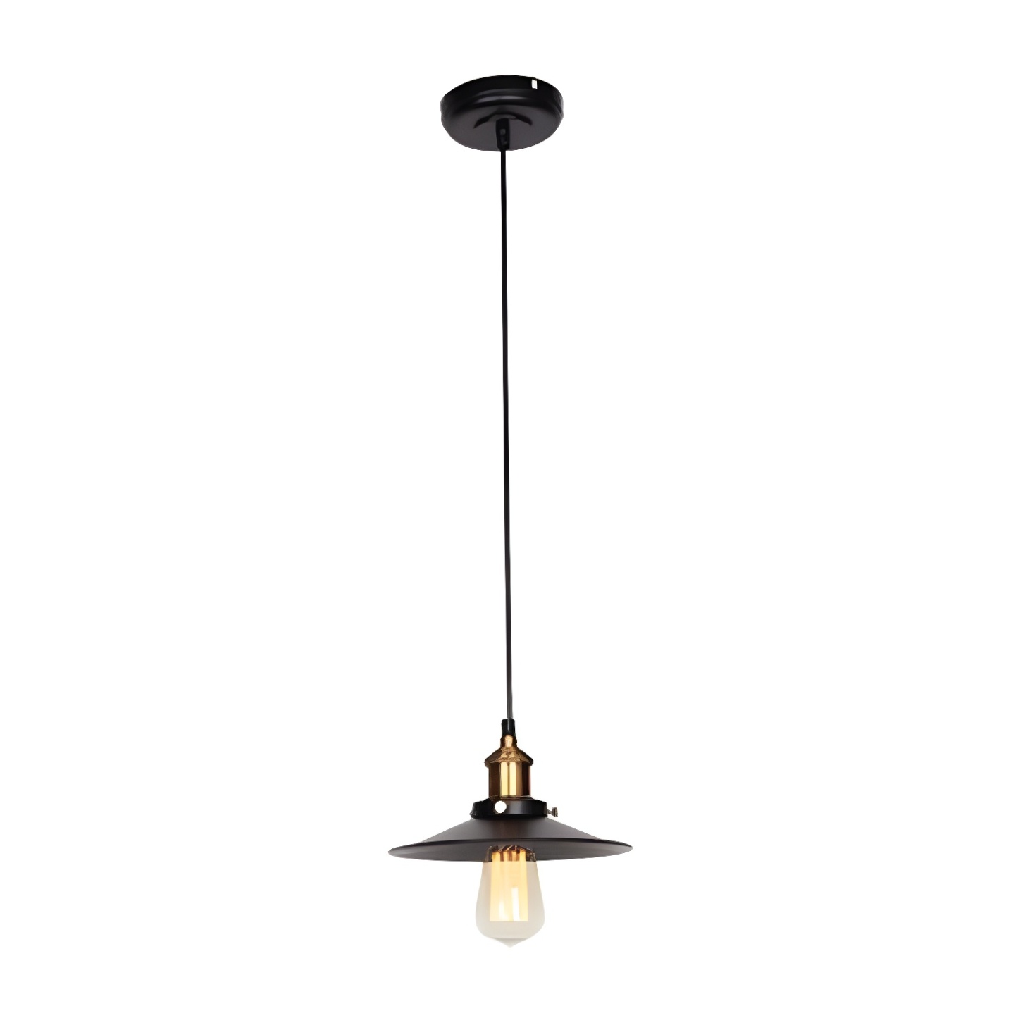 Industrial Black Metal Cone Hanging Pendant Light Fixture