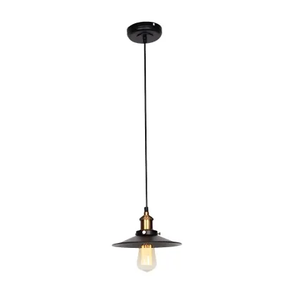 Industrial Black Metal Cone Hanging Pendant Light Fixture Image - 3