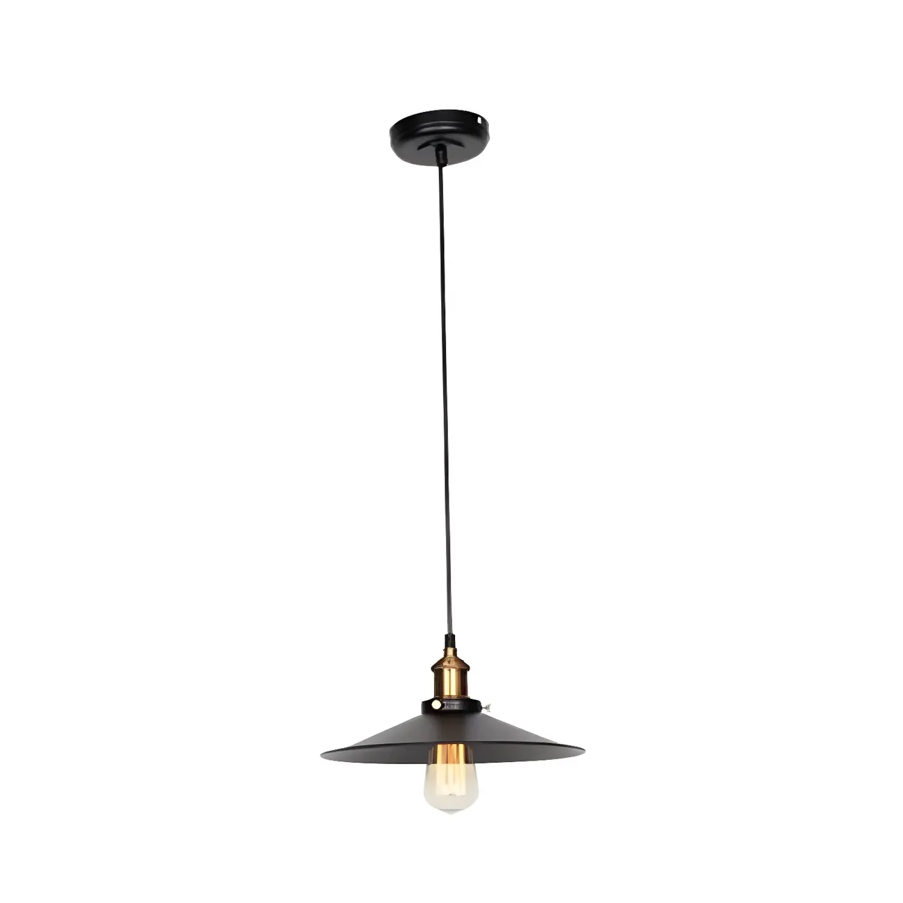Industrial Black Metal Cone Hanging Pendant Light Fixture Image - 4 | homeyfad