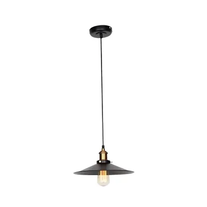 Industrial Black Metal Cone Hanging Pendant Light Fixture Image - 4