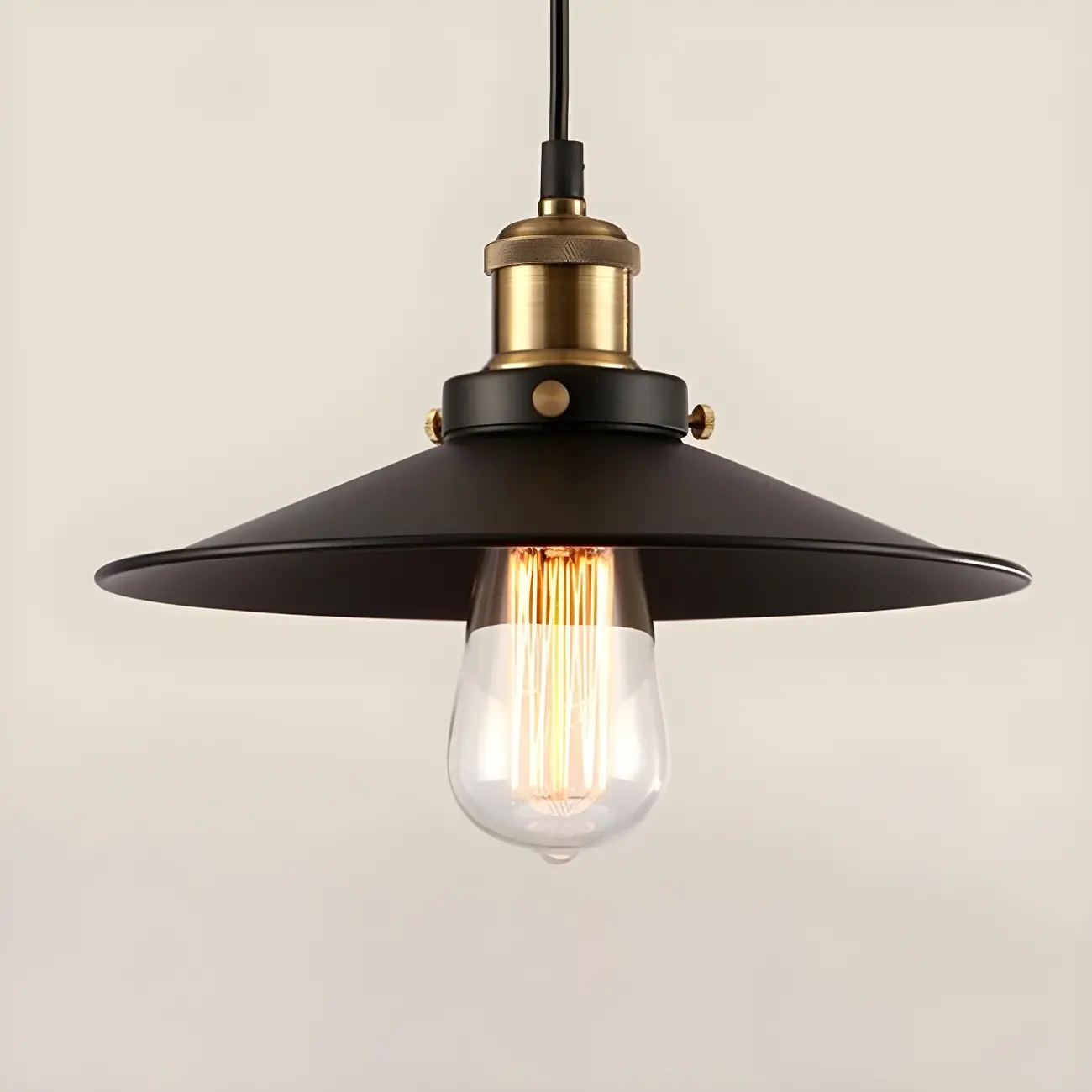 Industrial Black Metal Cone Hanging Pendant Light Fixture Image - 2 | homeyfad
